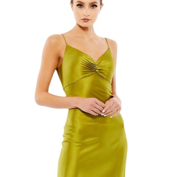 Mac Duggal NEW Size 0 70167 Apple Green Spaghetti Strap Charmeuse Slip Dress - Picture 7 of 12